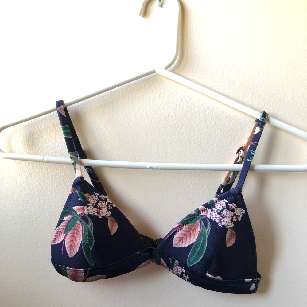 Triangl Floral Navy Bikini Top